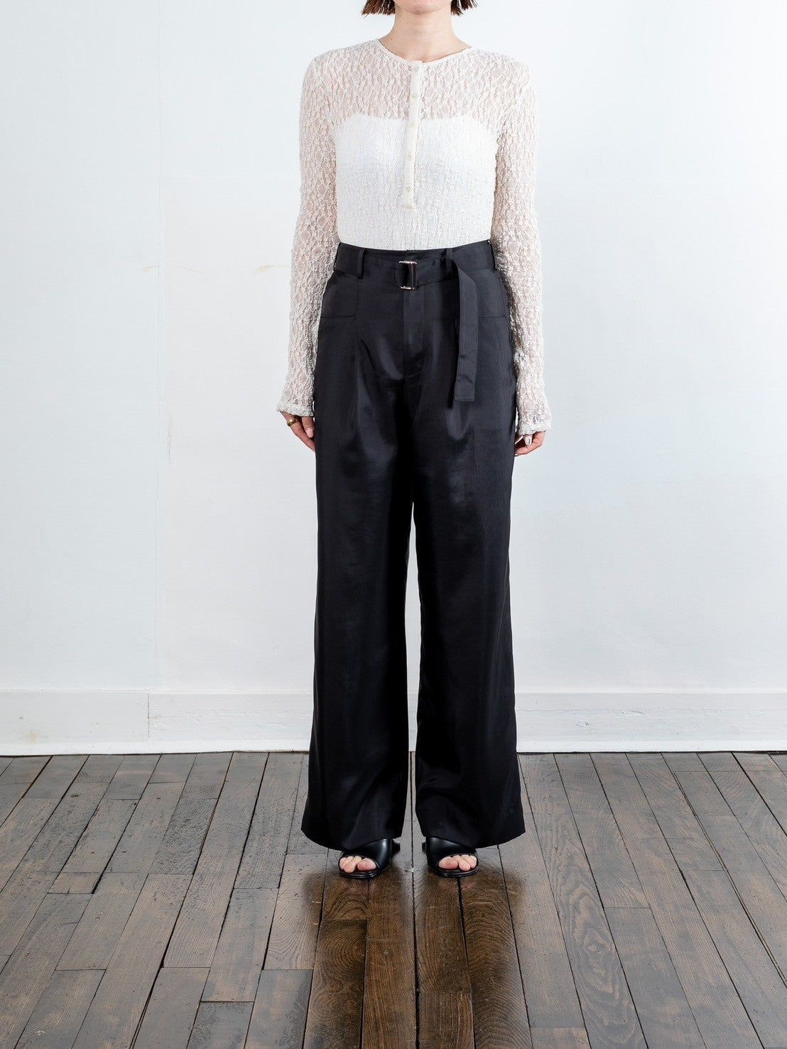 【予約販売】Satin wide pants - Black